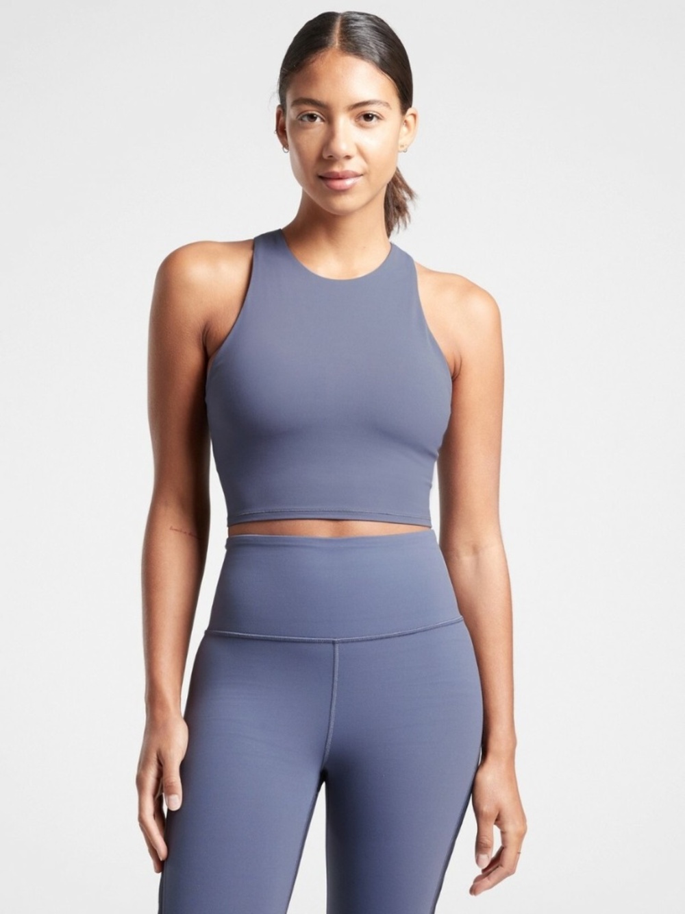 Athleta Conscious Crop Scallop D-DD in Navy and Stormy Sky | Size Large